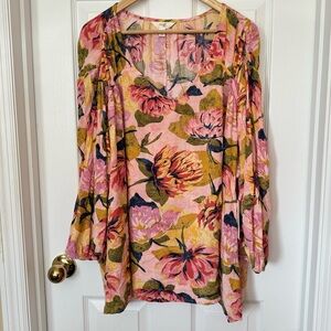 Terra & Sky Poet Sleeve Blouse Sz 3X